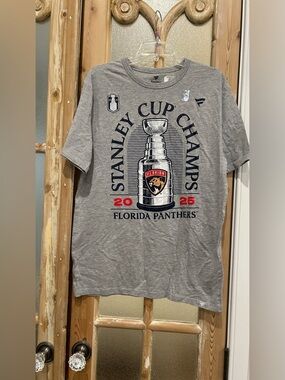 Group of 5 Gray and Red Florida Panthers 2025 Stanley Cup Champs T-Shirt